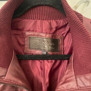 Ci Sono Deep Red Jacket with Ribbed Collar